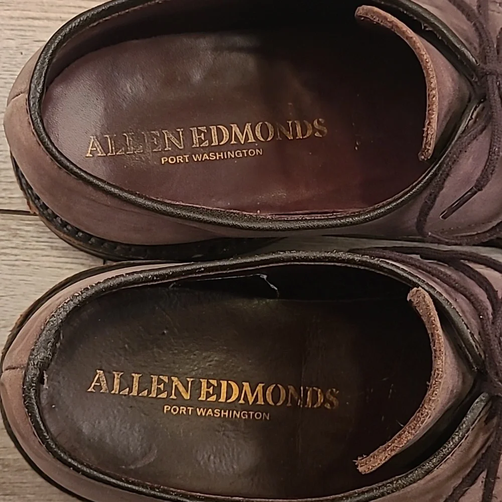 ALLEN EDMONDS Surrey Grey Brown Leather Sz 10 D Blucher‎ Lace Up Mens Shoes